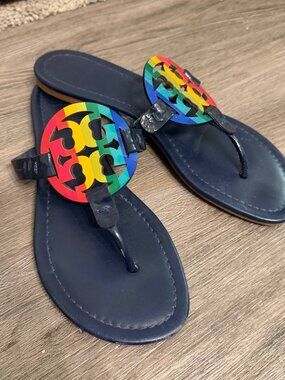 Tory Burch Miller Rainbow Flat Sandals Size 8M
